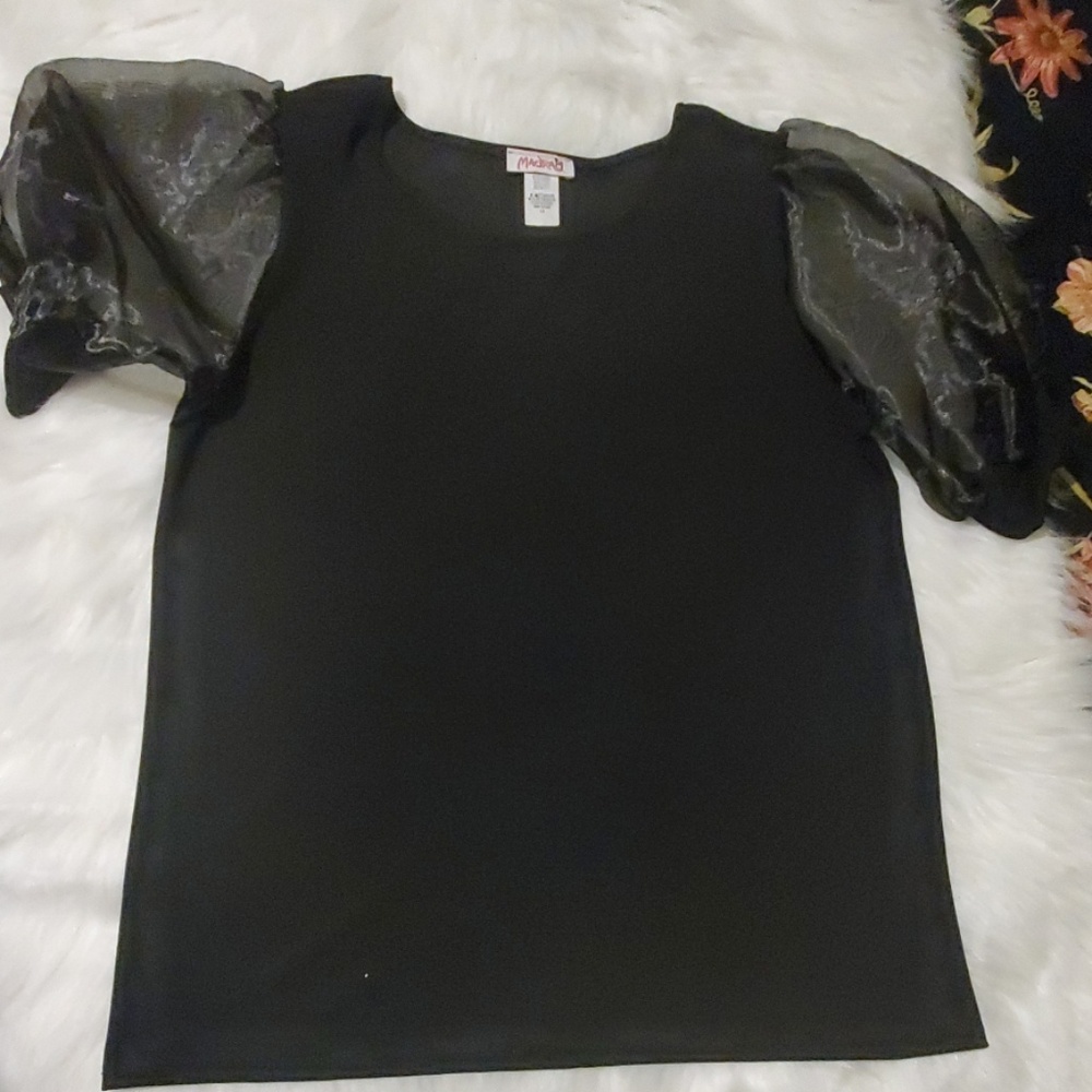 Black sheer sleeve top